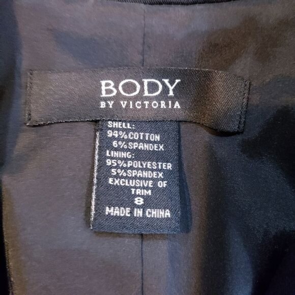 Victoria's Secret Body by Victoria Black Blazer Suit Jacket Women's Size 8 - Picture 6 of 7